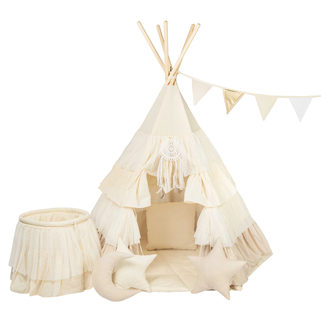 Tente Tipi pour enfants - Volants crémeux