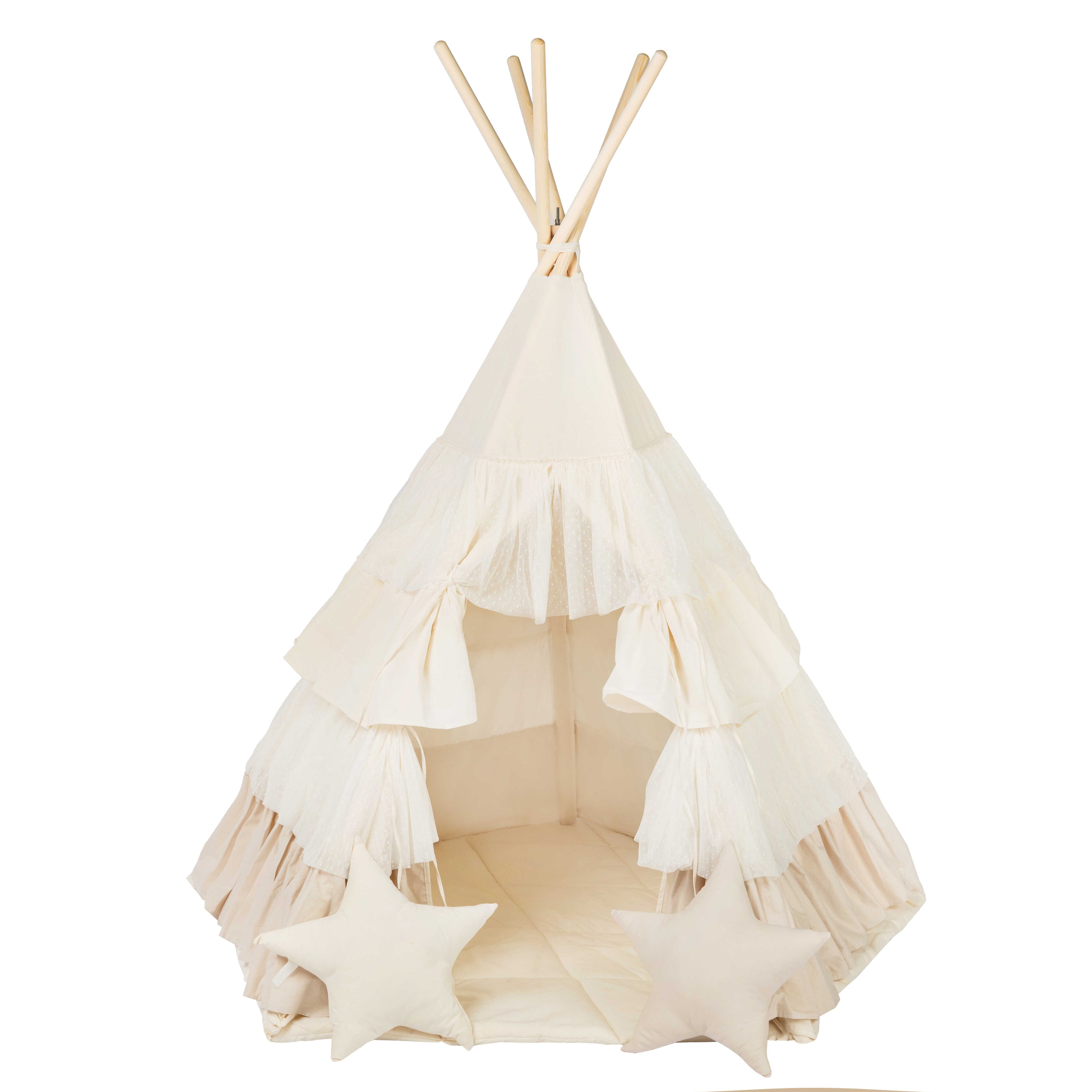 Tente Tipi pour enfants - Volants crémeux