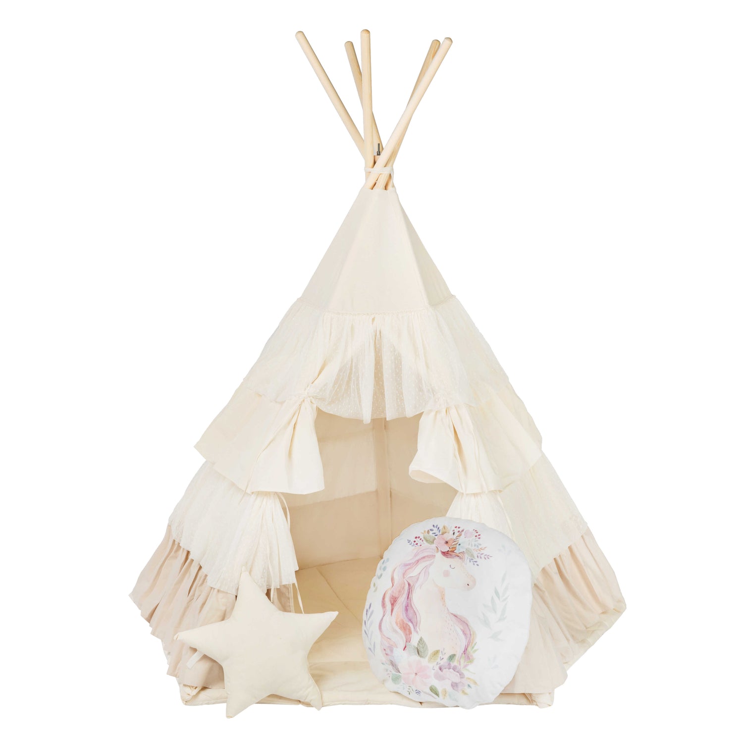 Tente Tipi pour enfants - Volants crémeux