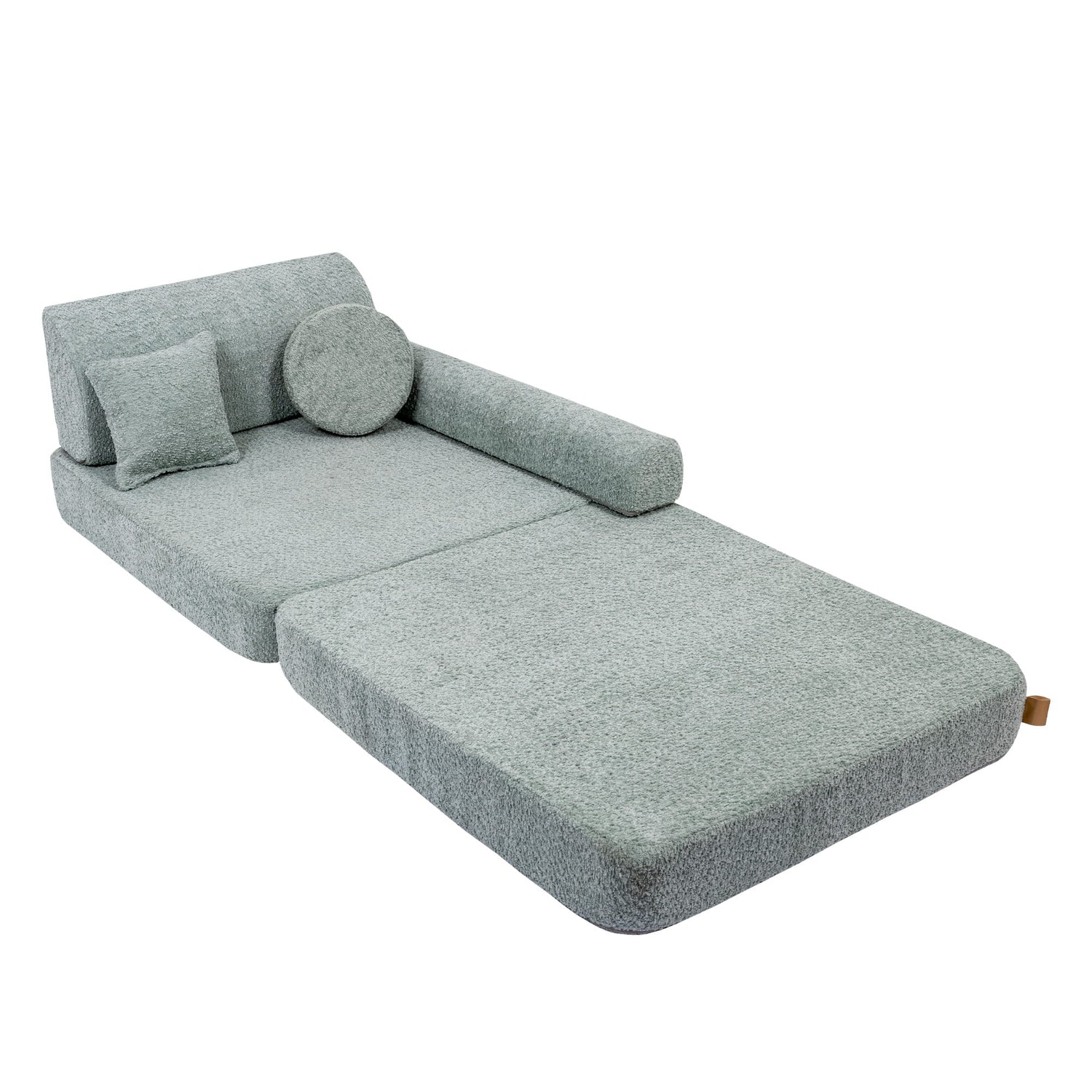 The MeowBaby® Mint Boucle Play Sofa | Kids Play Sofa Mint Boucle | Mint Boucle Modular Sofa for Kids | 