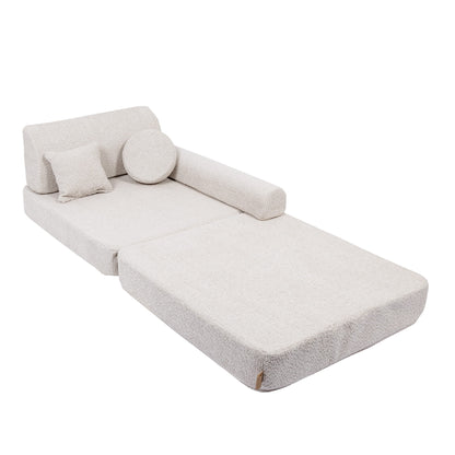 Ecru/cream Boucle Soft Play Sofa | Boucle Sofa for Kids | MeowBaby® Ecru/cream Boucle Play Sofa | Kids Play Sofa White Boucle | Ecru Boucle Modular Play Sofa for Kids |