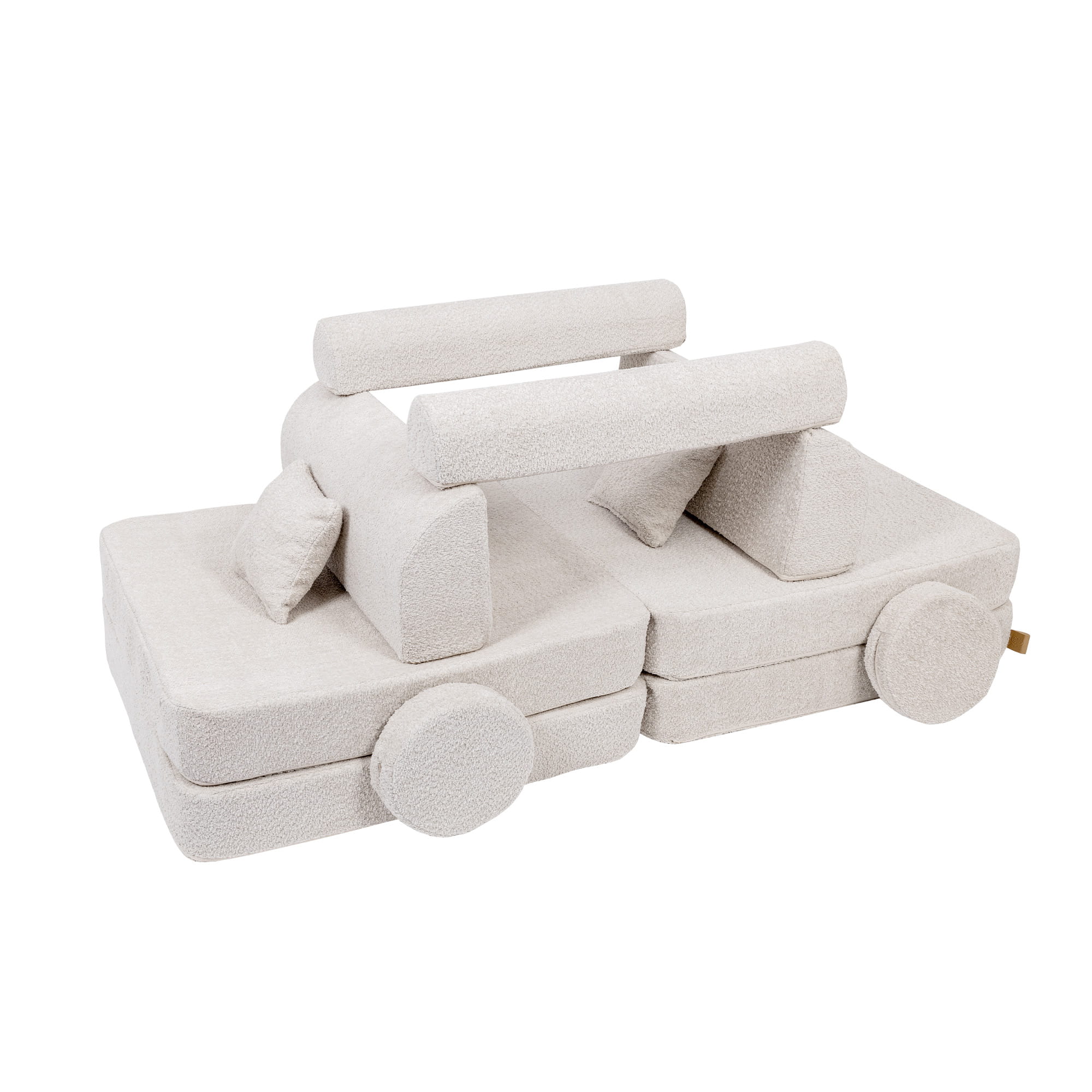 Ecru/cream Boucle Soft Play Sofa | Boucle Sofa for Kids | MeowBaby® Ecru/cream Boucle Play Sofa | Kids Play Sofa White Boucle | Ecru Boucle Modular Play Sofa for Kids |