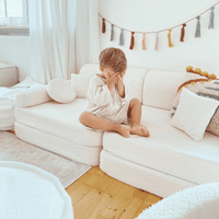 MeowBaby® Soft Play Sofa - White BOUCLE