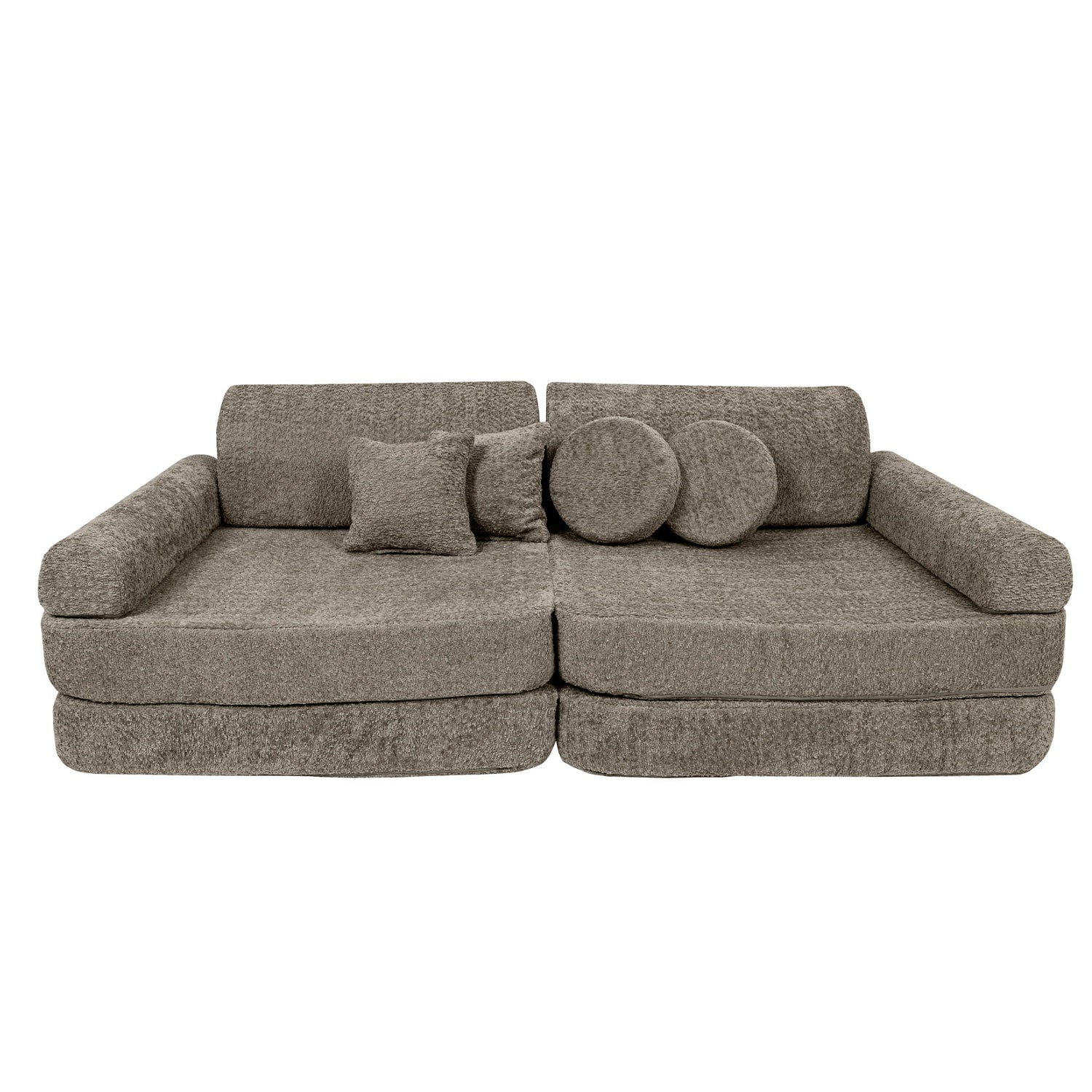 Beige Boucle Soft Play Sofa | Boucle Sofa for Kids | MeowBaby® Beige Boucle Play Sofa | Kids Play Sofa Beige Boucle | Beige Boucle Modular Play Sofa for Kids |