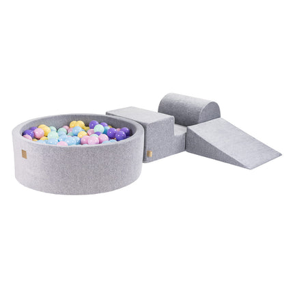 MeowBaby® Light Grey VELVET Soft Play + Ball Pit 90x30CM + 200 Balls