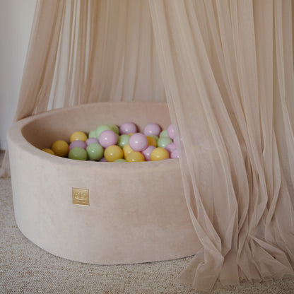 MeowBaby®  VELVET Ecru Ball Pit + 300 Balls - 90x40cm