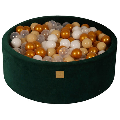 MeowBaby® Velvet Dark Green Soft Play + Ball Pit 90x30CM + 200 Balls