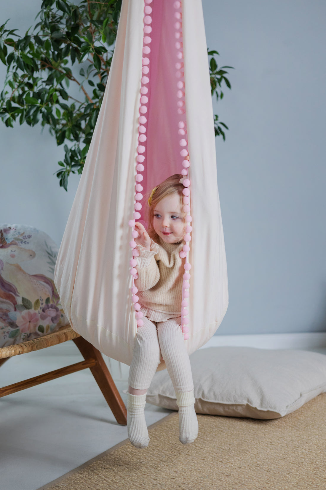 | pink cocoon swing | kids cocoon swing | hanging cocoon swings | chair swing | kids hanging chair swing | pink cocoon swing for kids |