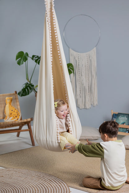 | cream cocoon swing | kids cocoon swing | hanging cocoon swings | chair swing | kids hanging chair swing | cream cocoon swing for kids |