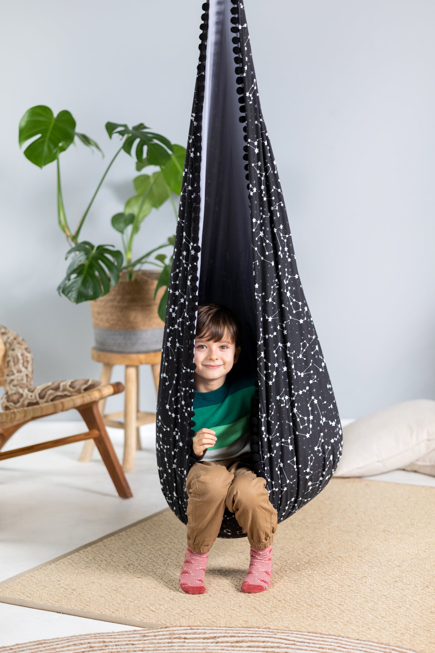 Balançoire Cocoon pour Enfants - Crème et Charbon