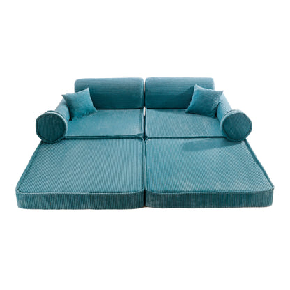 Turquoise corduroy play sofa | turquoise corduroy Play Sofa | Play Sofa Kids turquoise corduroy | MeowBaby turquoise corduroy soft play sofa | 