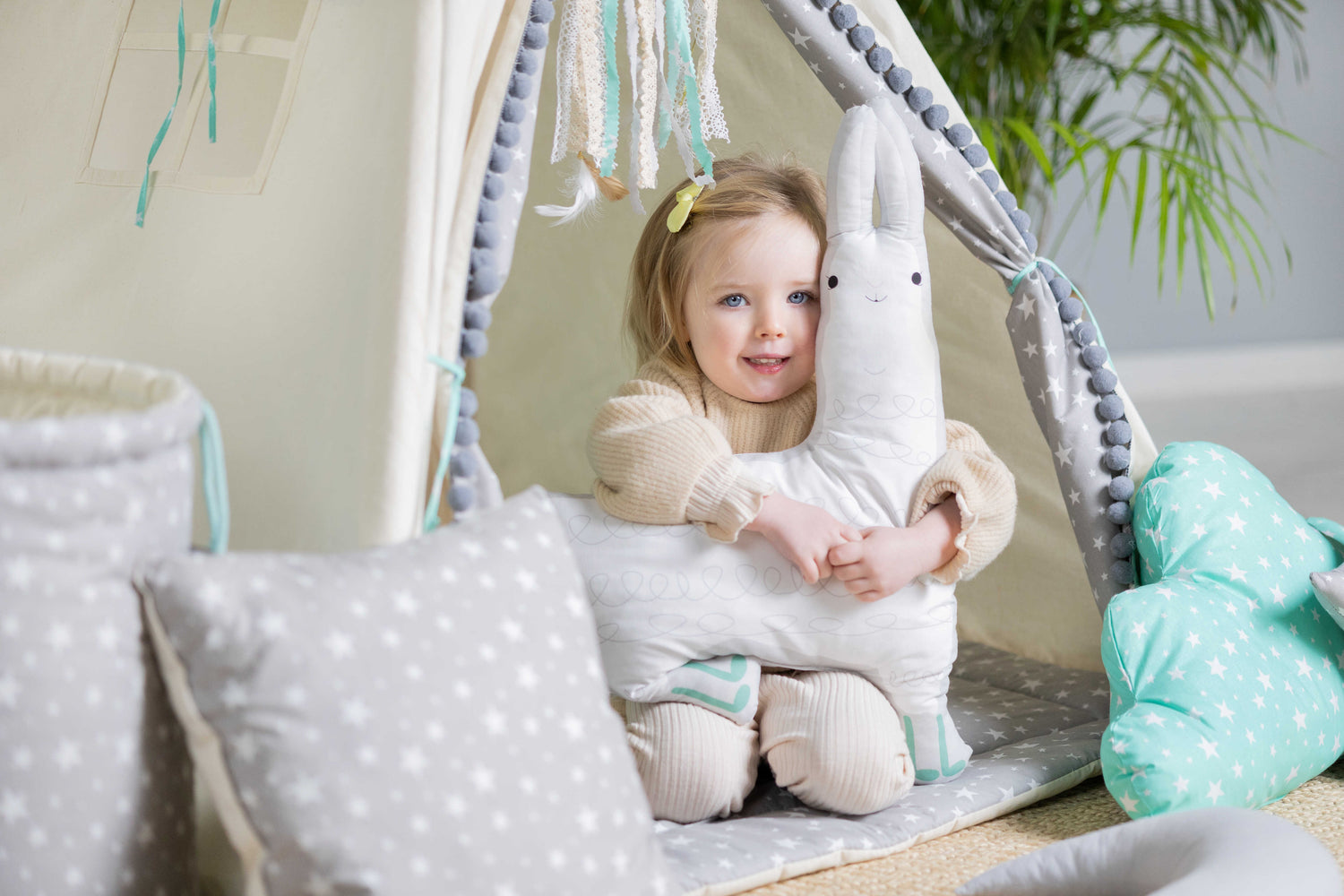 Kids Tipi Tent - Mint Star Pearl