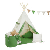 Green Tipi Tent | Green & Cream Tipi | Tipi Tent for Kids | Kids Tipi Tent | Tipi Tent for Babies and Toddlers | Cream Tent | Tipi Tent |