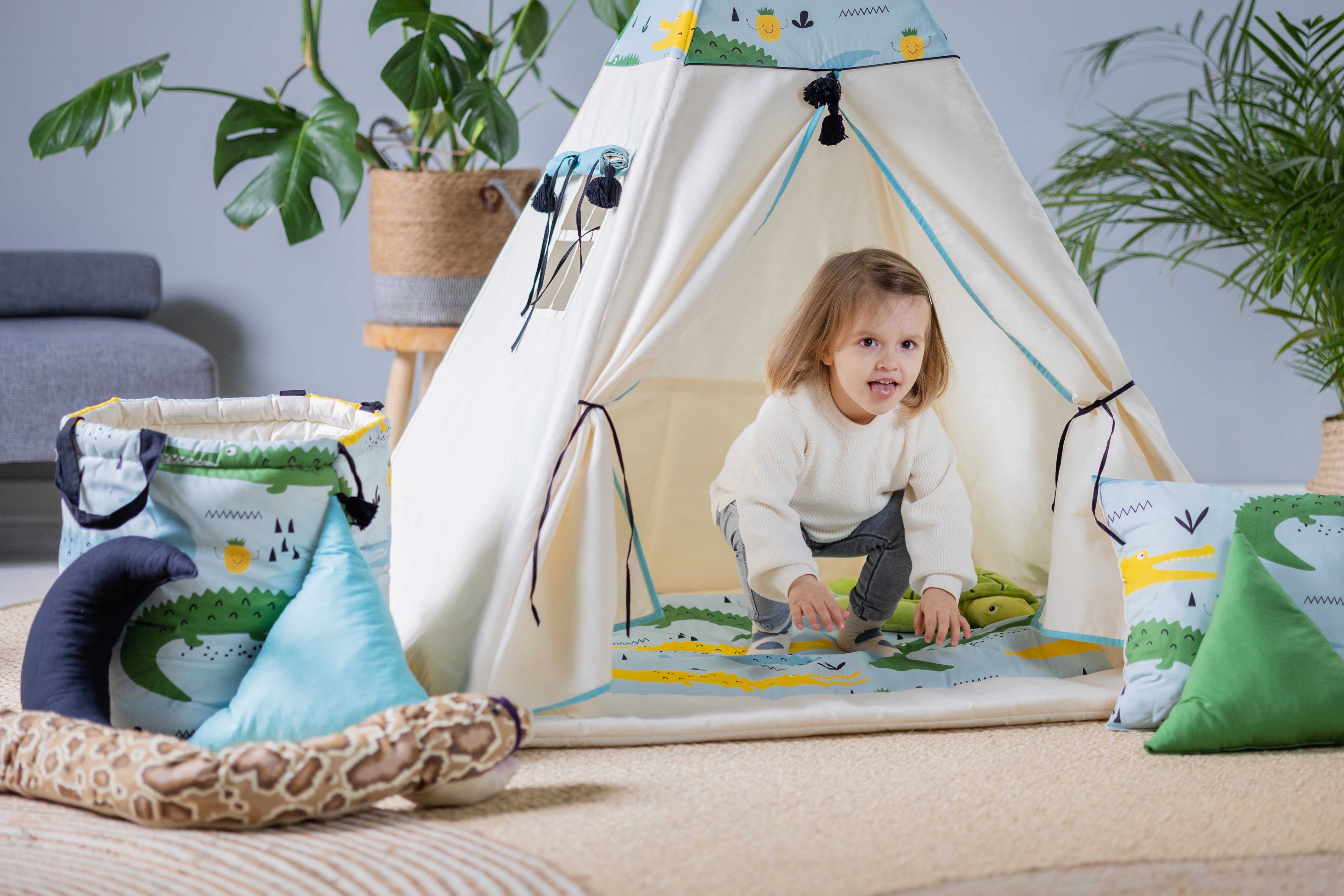 Kids Tipi Tent - Crocodiles