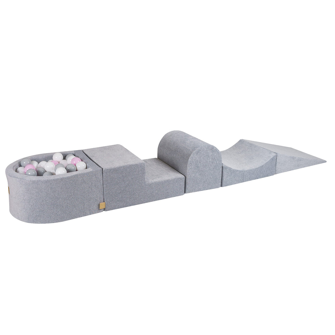 MeowBaby® VELVET Light Grey climbing blocks 4 elements + Ball Pit + 100 Balls