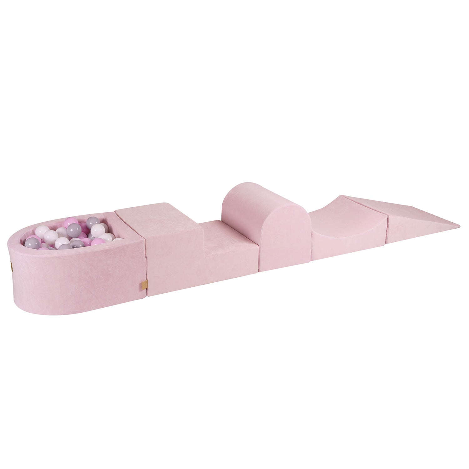 MeowBaby® VELVET Light Pink climbing blocks 4 elements + Ball Pit + 100 Balls