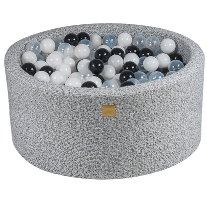 MeowBaby® Marled Grey BOUCLE  Ball Pit + 300 Balls - 90x40cm