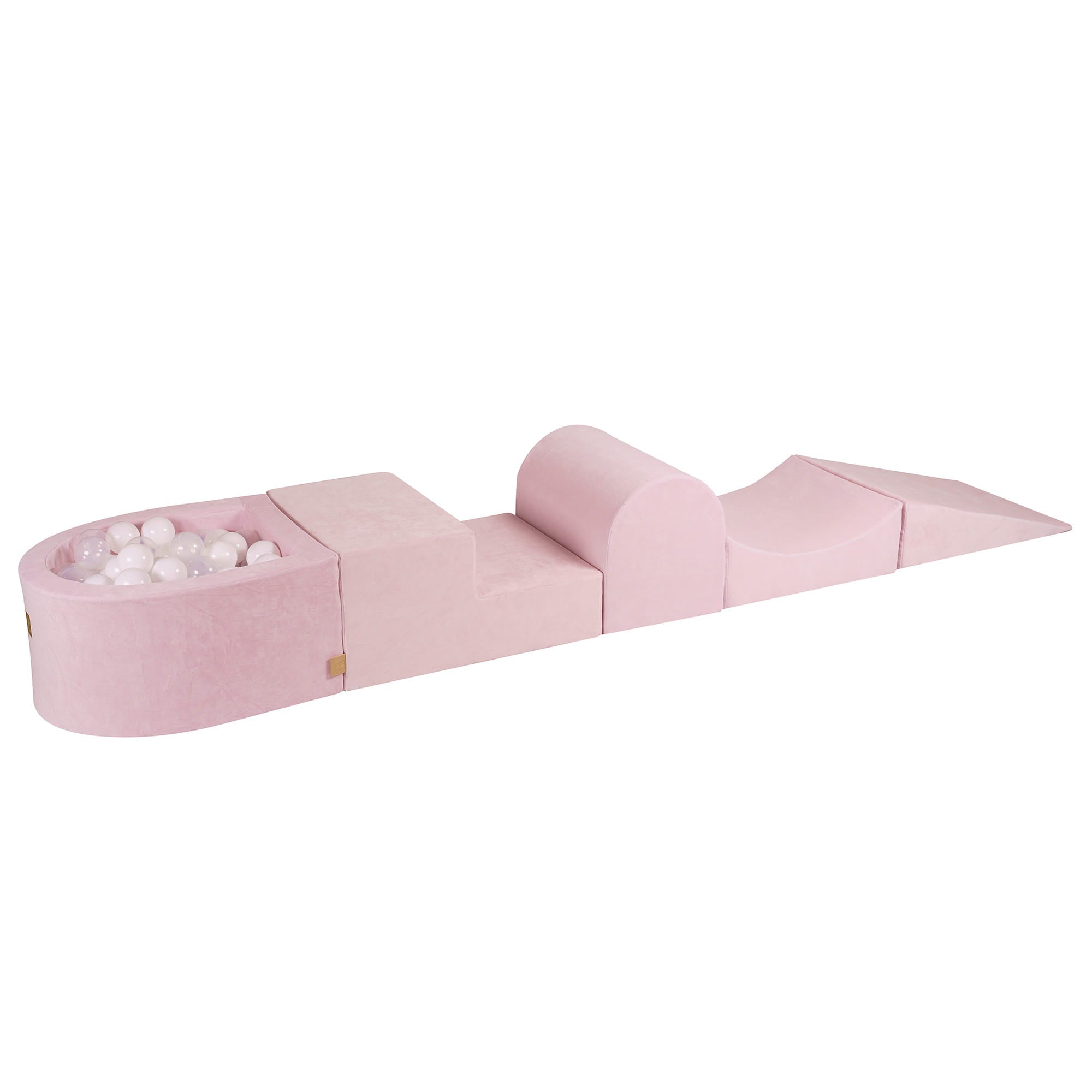 MeowBaby® VELVET Light Pink climbing blocks 4 elements + Ball Pit + 100 Balls