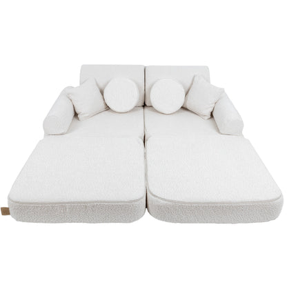 MeowBaby® White BOUCLE Sofa - Play Sofa Pocket Plus