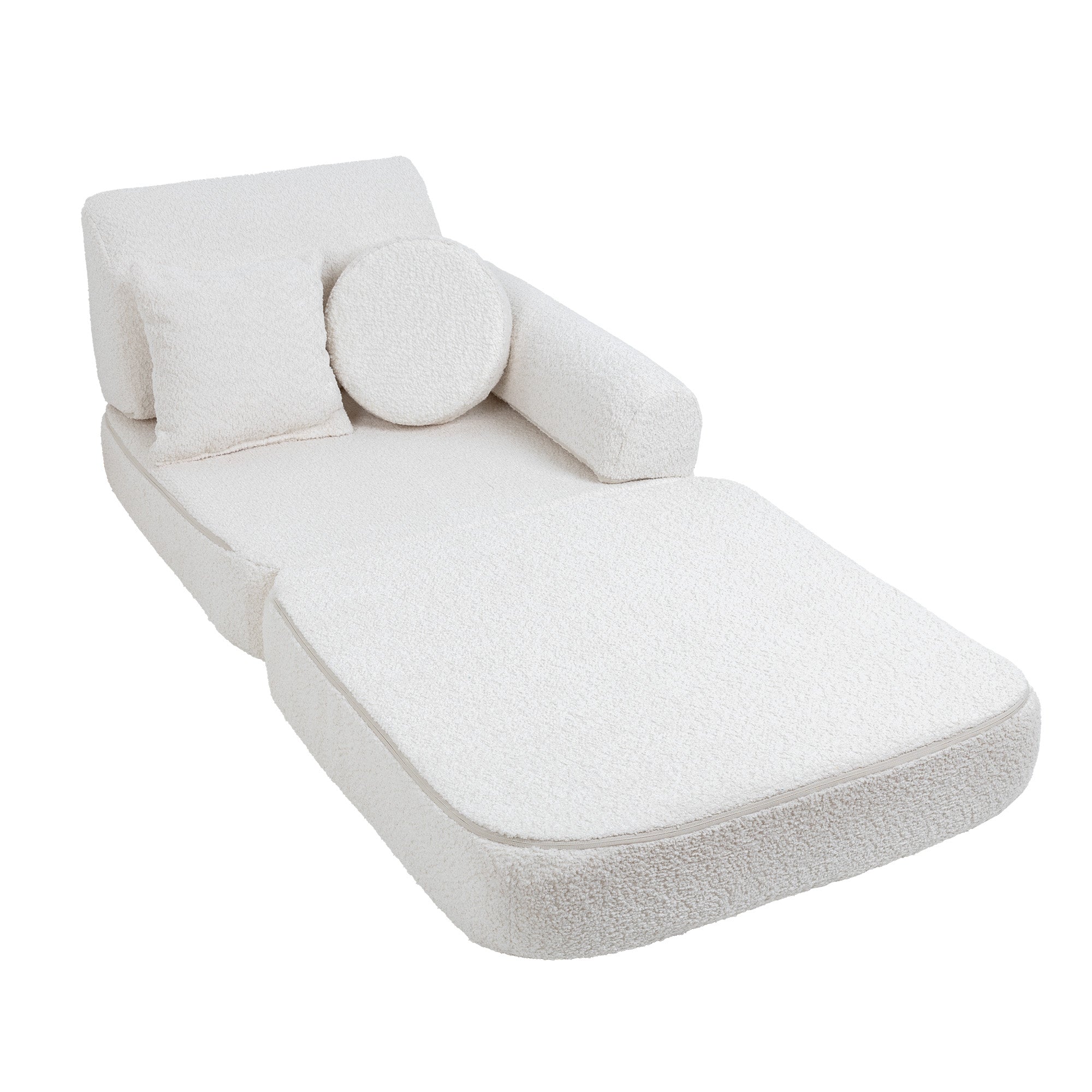 White Boucle Soft Play Sofa | Boucle Play Sofa Kids | White Boucle Modular Play Sofa for Kids | MeowBaby white boucle kids play sofa |