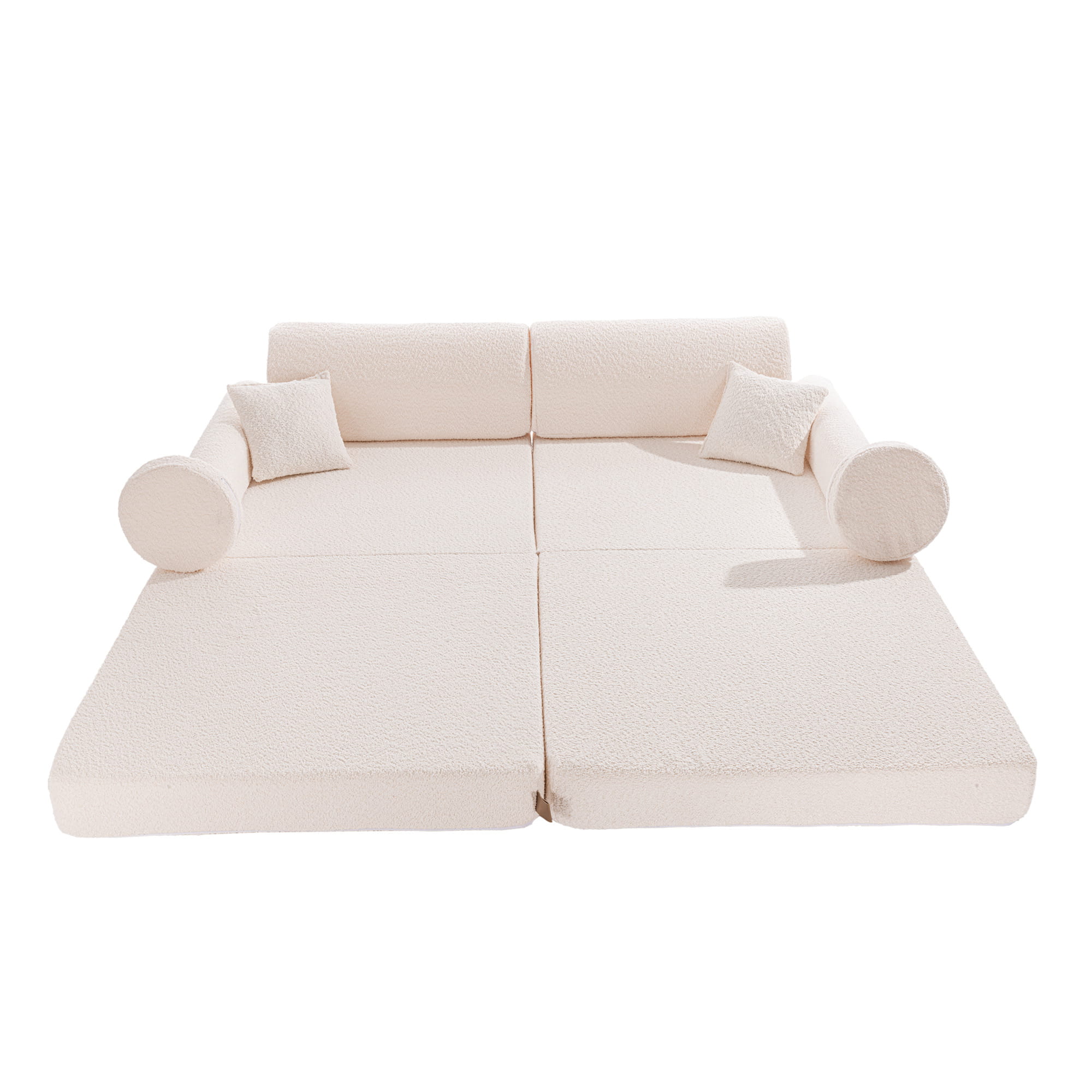 MeowBaby® Soft Play Sofa - White BOUCLE