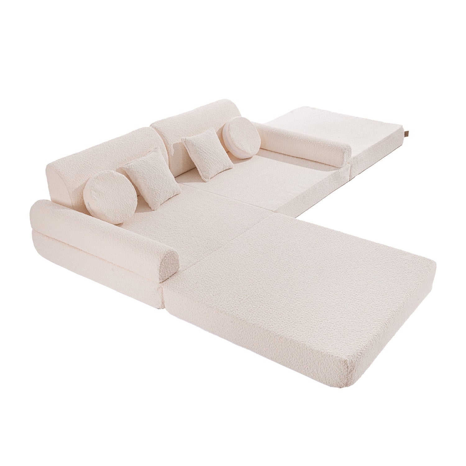 MeowBaby® Soft Play Sofa - White BOUCLE