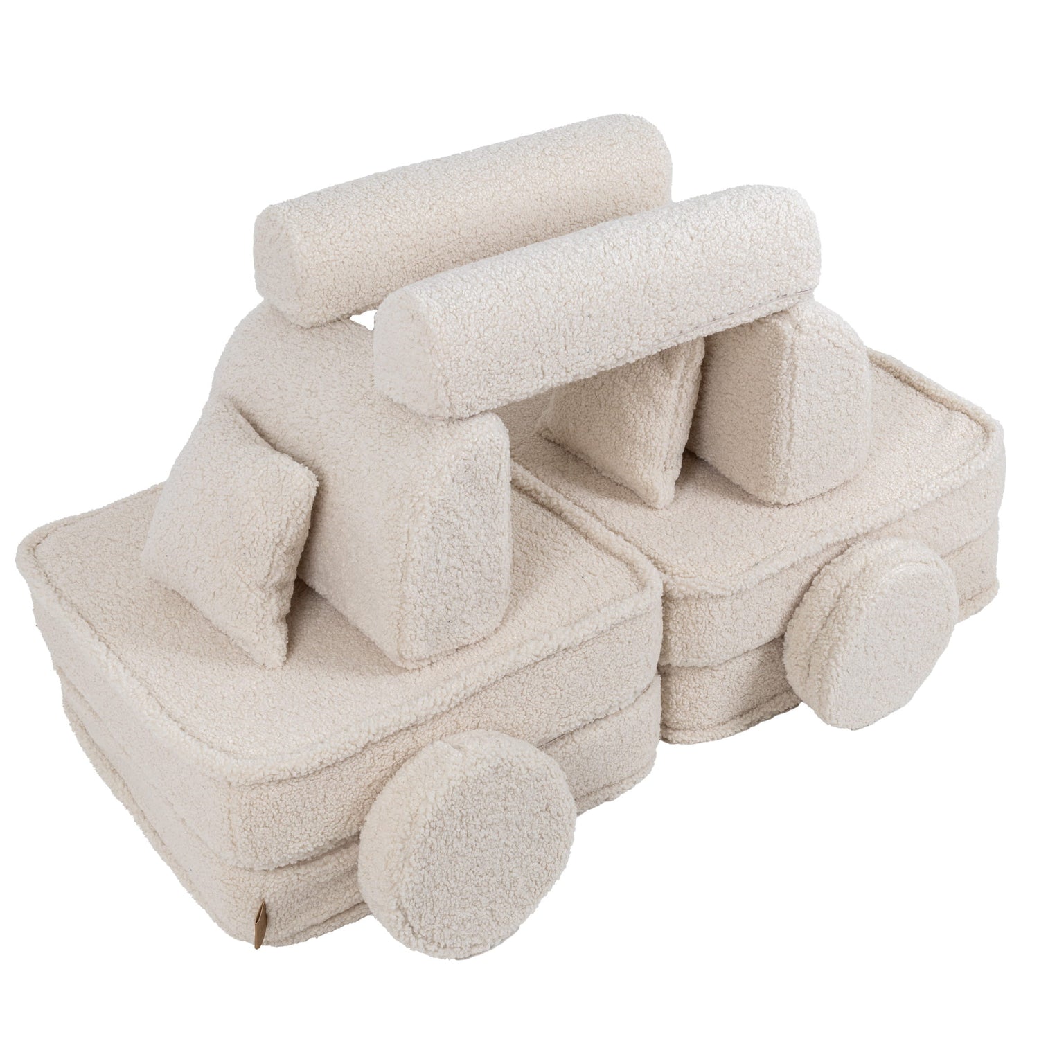 Cream boucle Play Sofa | Cream Teddy Bear Play Sofa | Bearly Play Sofa Kids cream | MeowBaby cream bearly soft play sofa | cream boucle Modular Play Sofa for Kids |