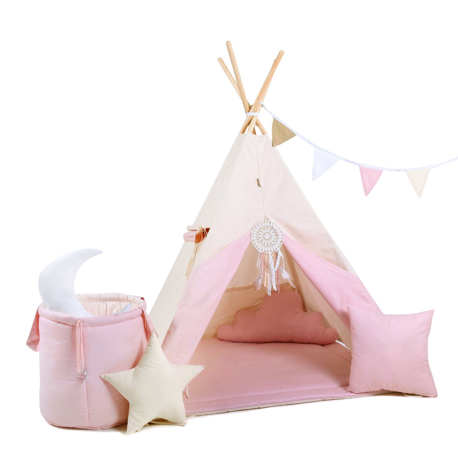 Pink &amp; Cream Tipi Tent | Pink Tipi Tent | Pink Tipi | Tipi Tent for Kids | Kids Tipi Tent | Tipi Tent for Babies and Toddlers | Pink Tent | Tipi Tent | Pink Tipi for Girls |