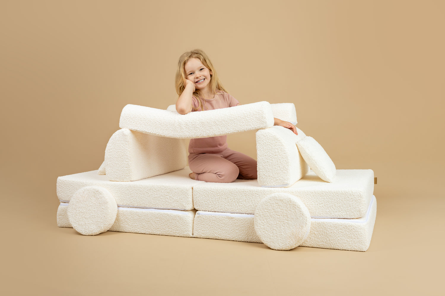 MeowBaby® Soft Play Sofa - White BOUCLE