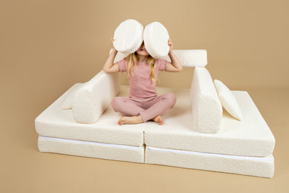 MeowBaby® Soft Play Sofa - White BOUCLE