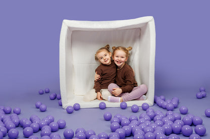 MeowBaby® White Boucle Square Ball Pit 90x90x40CM - 300 balls