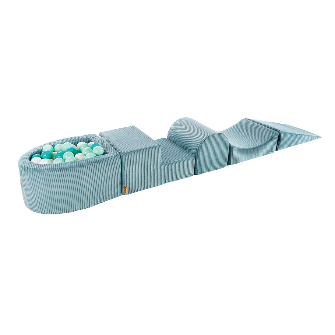 MeowBaby® Turquoise Corduroy climbing blocks 4 elements + Ball Pit + 100 Balls