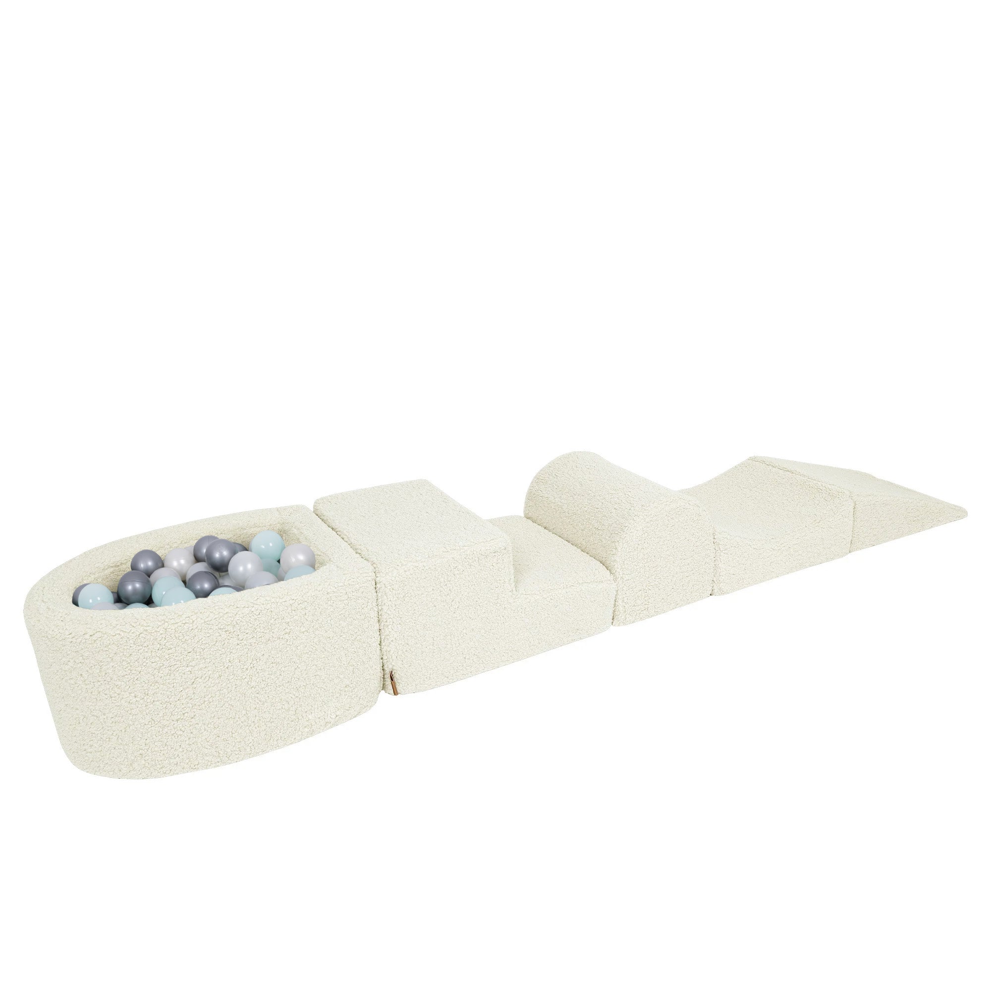 Meowbaby Cream Bearly Foam Playground | meowbaby soft play set with mini ball pit | soft play climbing blocks | cream soft play for babies |