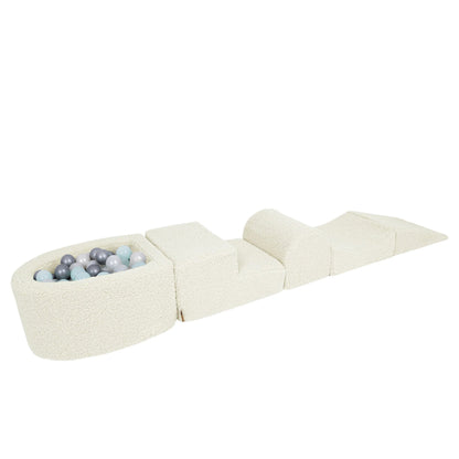 Meowbaby Cream Bearly Foam Playground | meowbaby soft play set with mini ball pit | soft play climbing blocks | cream soft play for babies |