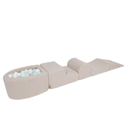 Meowbaby grey Bearly Foam Playground | meowbaby soft play set with mini ball pit | soft play climbing blocks | grey soft play for babies |