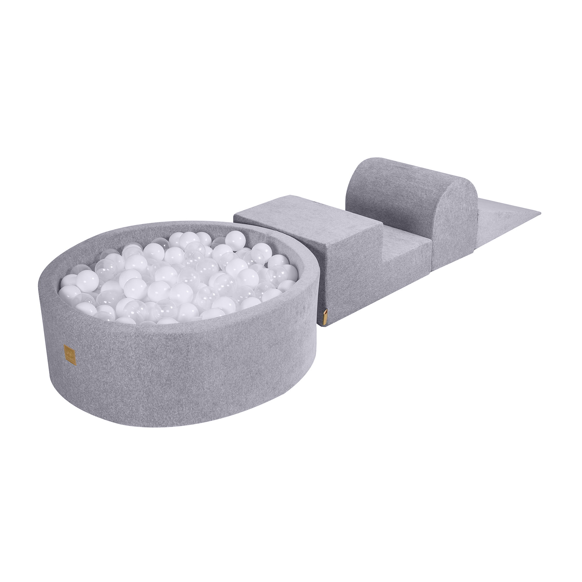 MeowBaby® Light Grey VELVET Soft Play + Ball Pit 90x30CM + 200 Balls