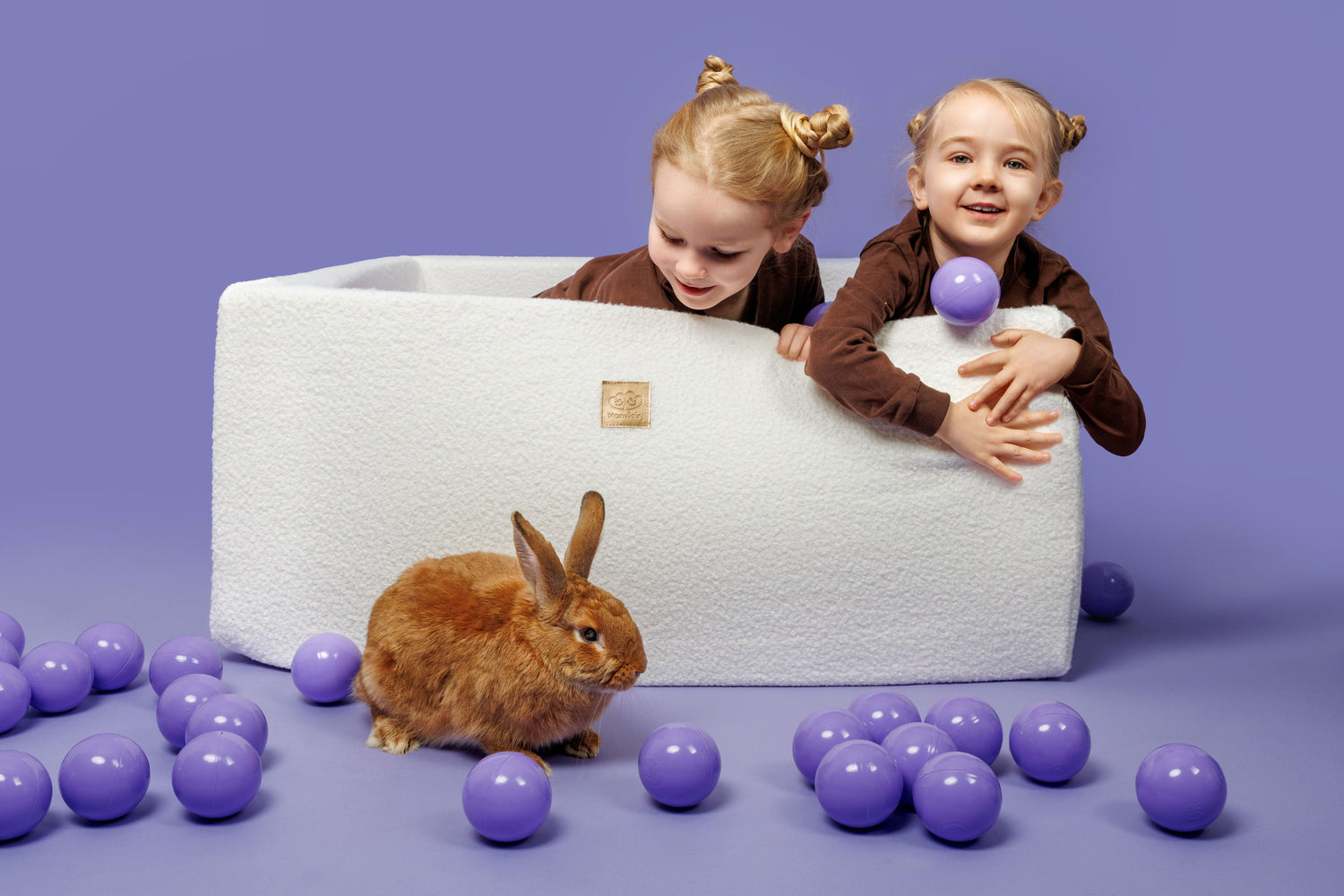 Piscina con palline quadrate Boucle bianca MeowBaby® 90x90x40 cm - 300 palline