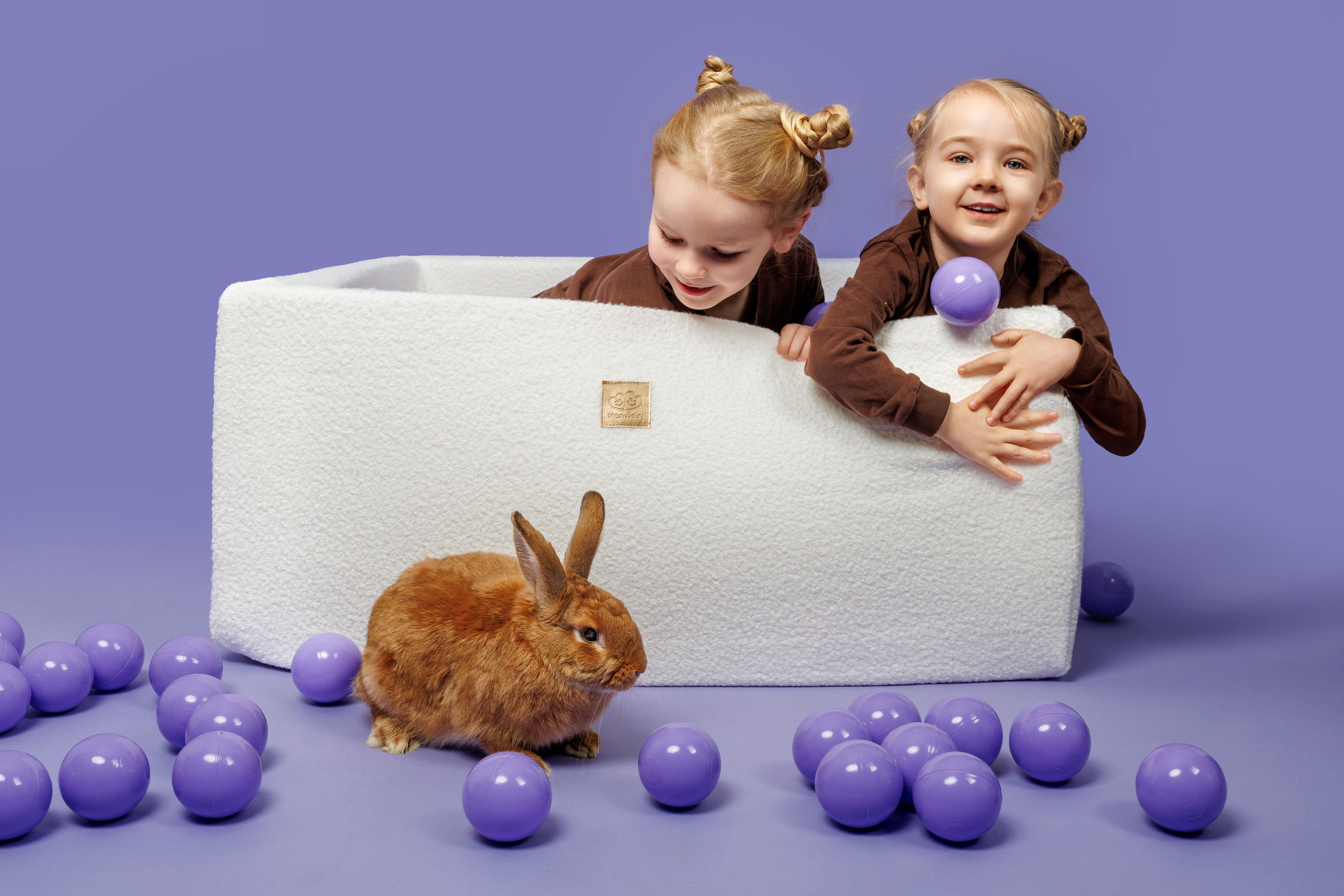 Piscina con palline quadrate Boucle bianca MeowBaby® 90x90x40 cm - 300 palline