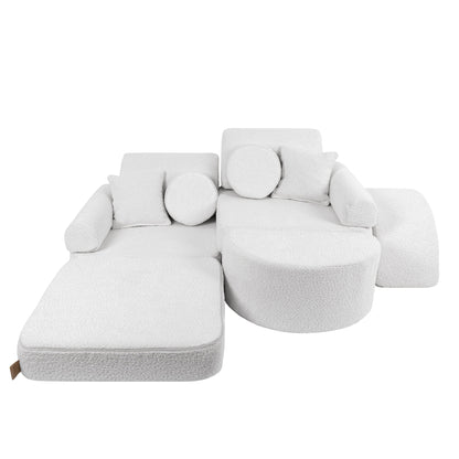 MeowBaby® White BOUCLE Play Sofa - Boucle Play Sofa Pocket Max