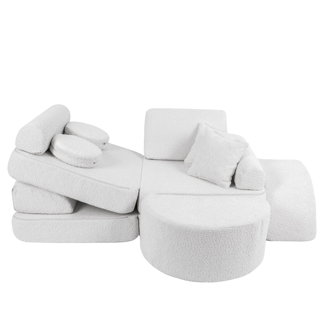 MeowBaby® White BOUCLE Play Sofa - Boucle Play Sofa Pocket Max