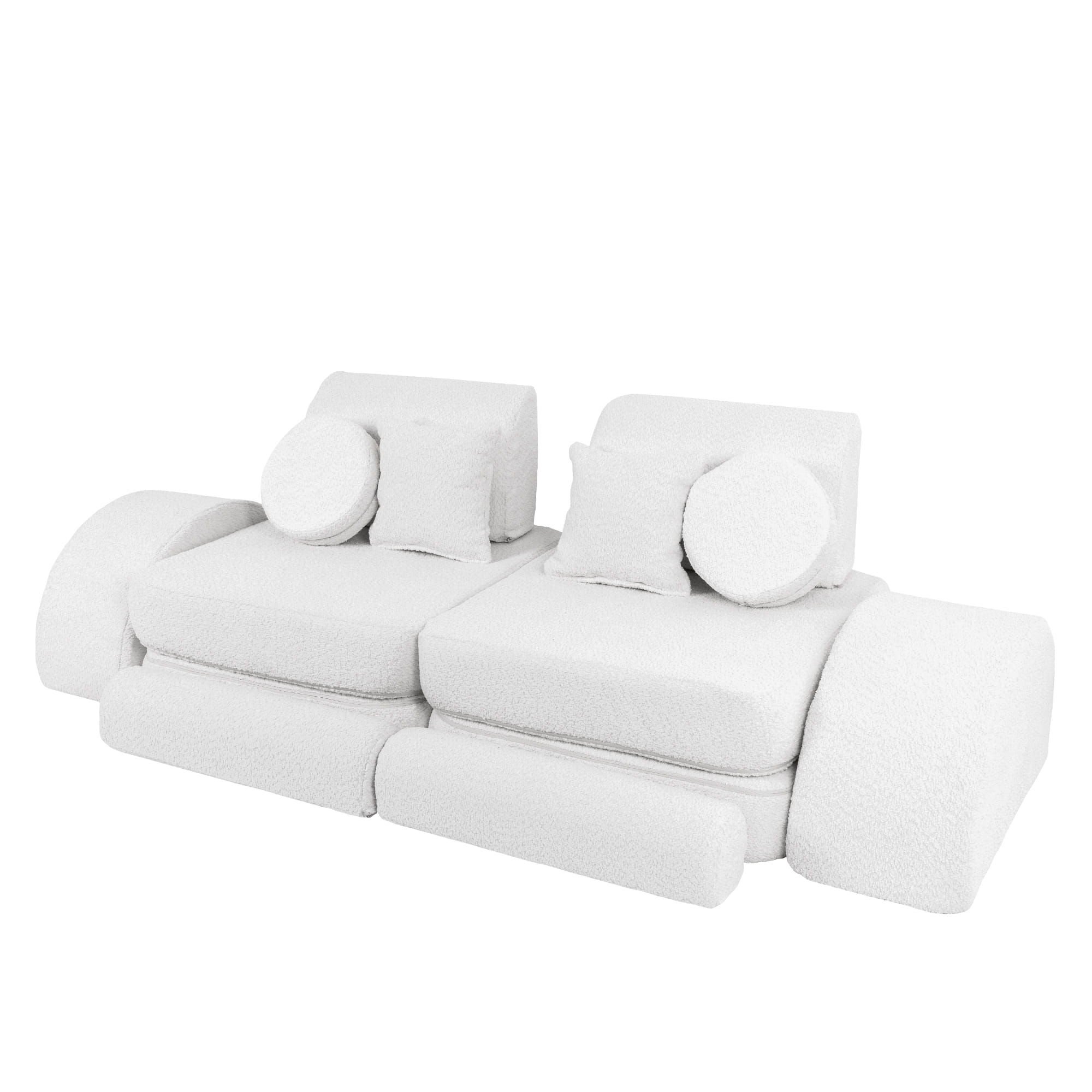 MeowBaby® White BOUCLE Play Sofa - Boucle Play Sofa Pocket Max