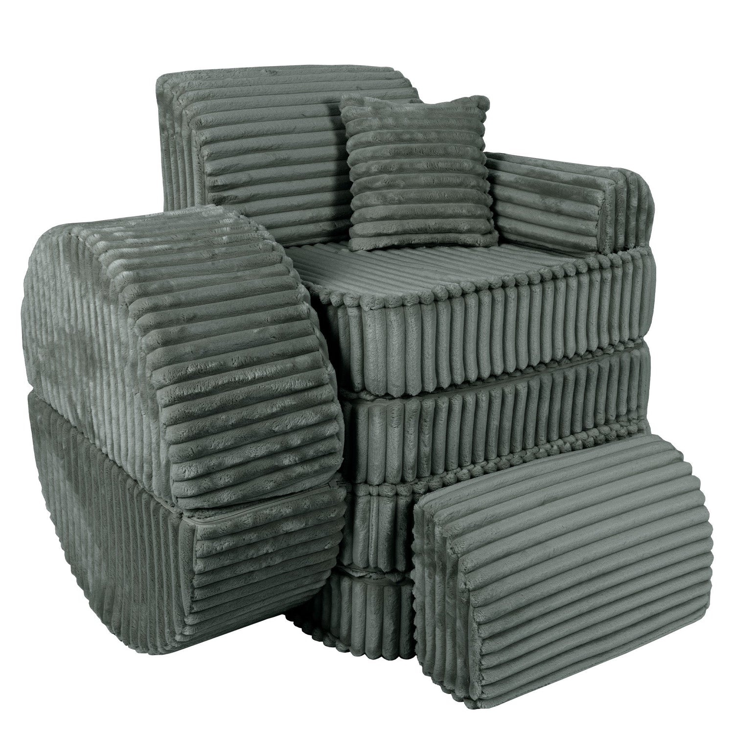 Meowbaby Churros Pocket Sofa Max Pine Forest Green
