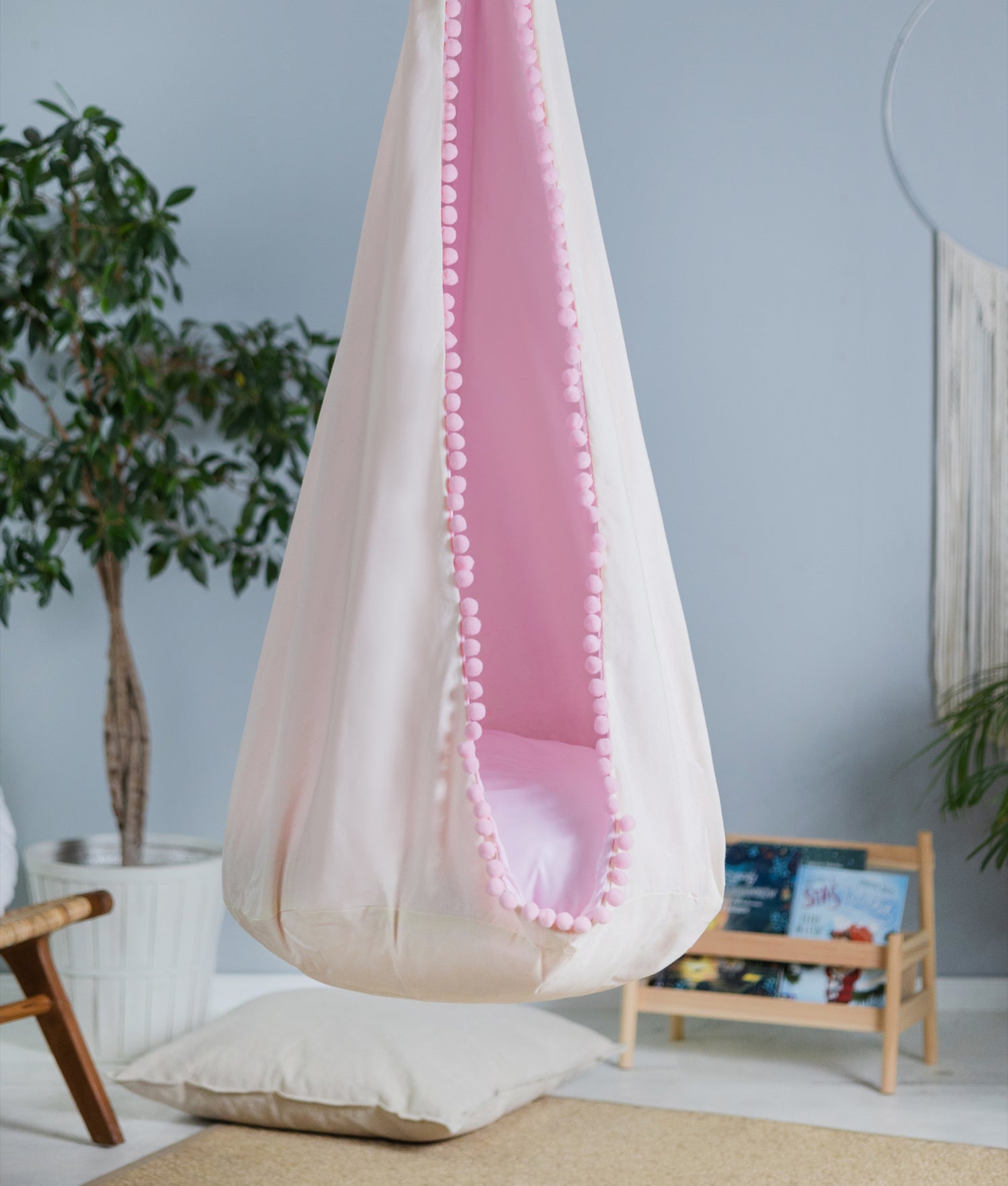 | pink cocoon swing | kids cocoon swing | hanging cocoon swings | chair swing | kids hanging chair swing | pink cocoon swing for kids |