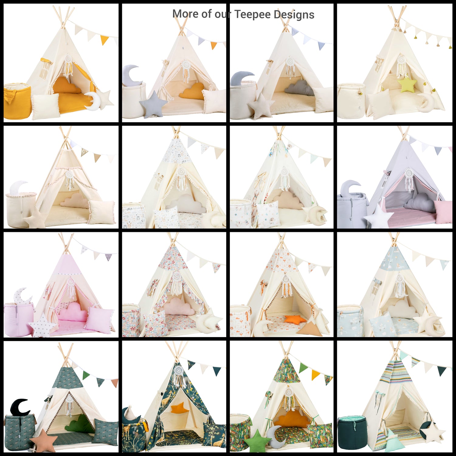 Tente Tipi pour Enfants - Crème et Vert