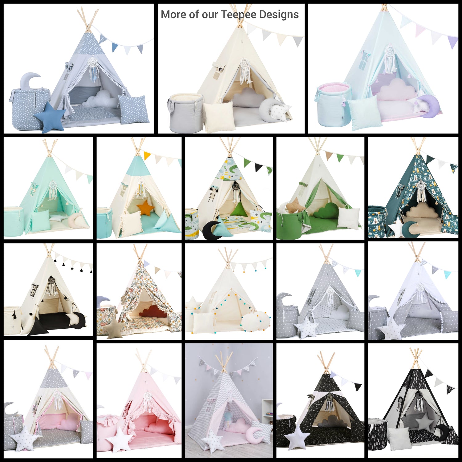 Tenda Tipi per bambini - Crema e verde