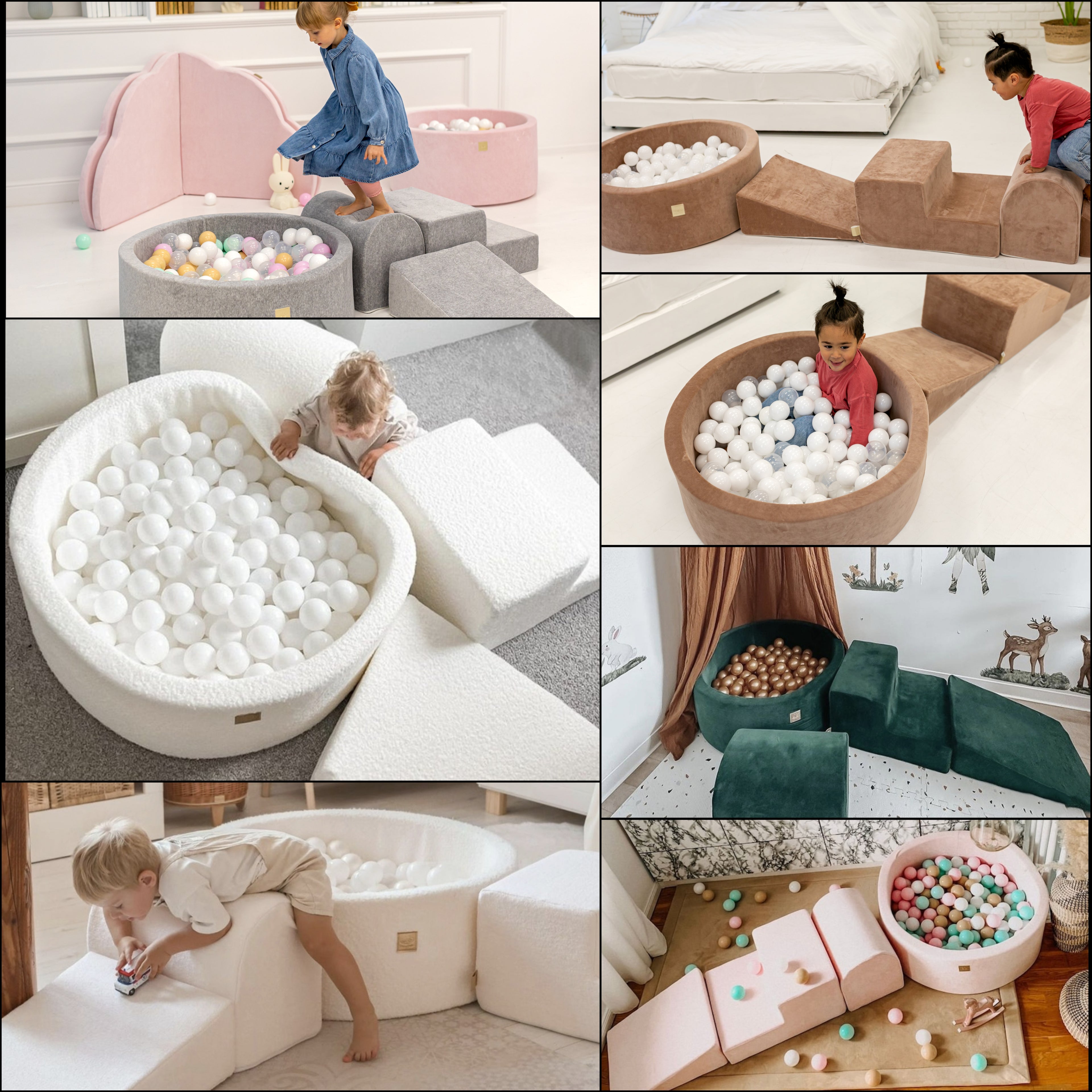 MeowBaby® BOUCLE Soft Play Blanche + Piscine à Balles 90x30CM + 200 Balles