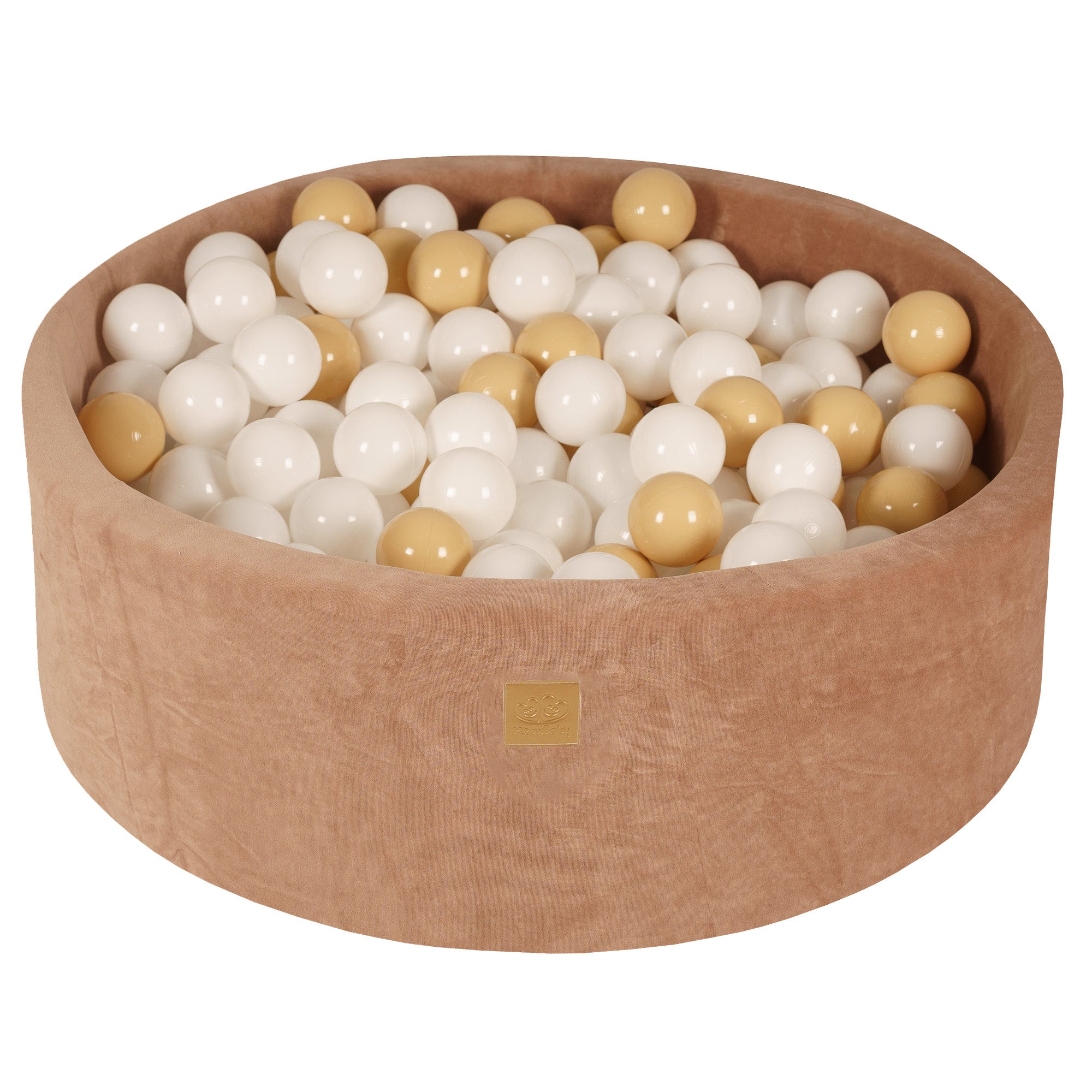 MeowBaby®  VELVET Beige Ball Pit + 250 Balls - 90x30cm