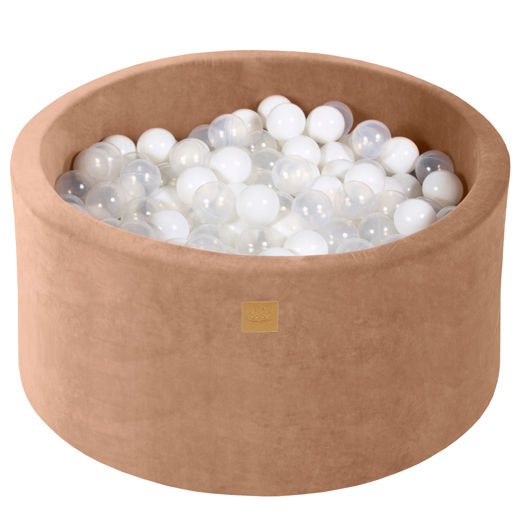 MeowBaby®  VELVET Beige Ball Pit + 300 Balls - 90x40cm