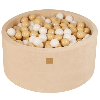 MeowBaby®  VELVET Ecru Ball Pit + 300 Balls - 90x40cm