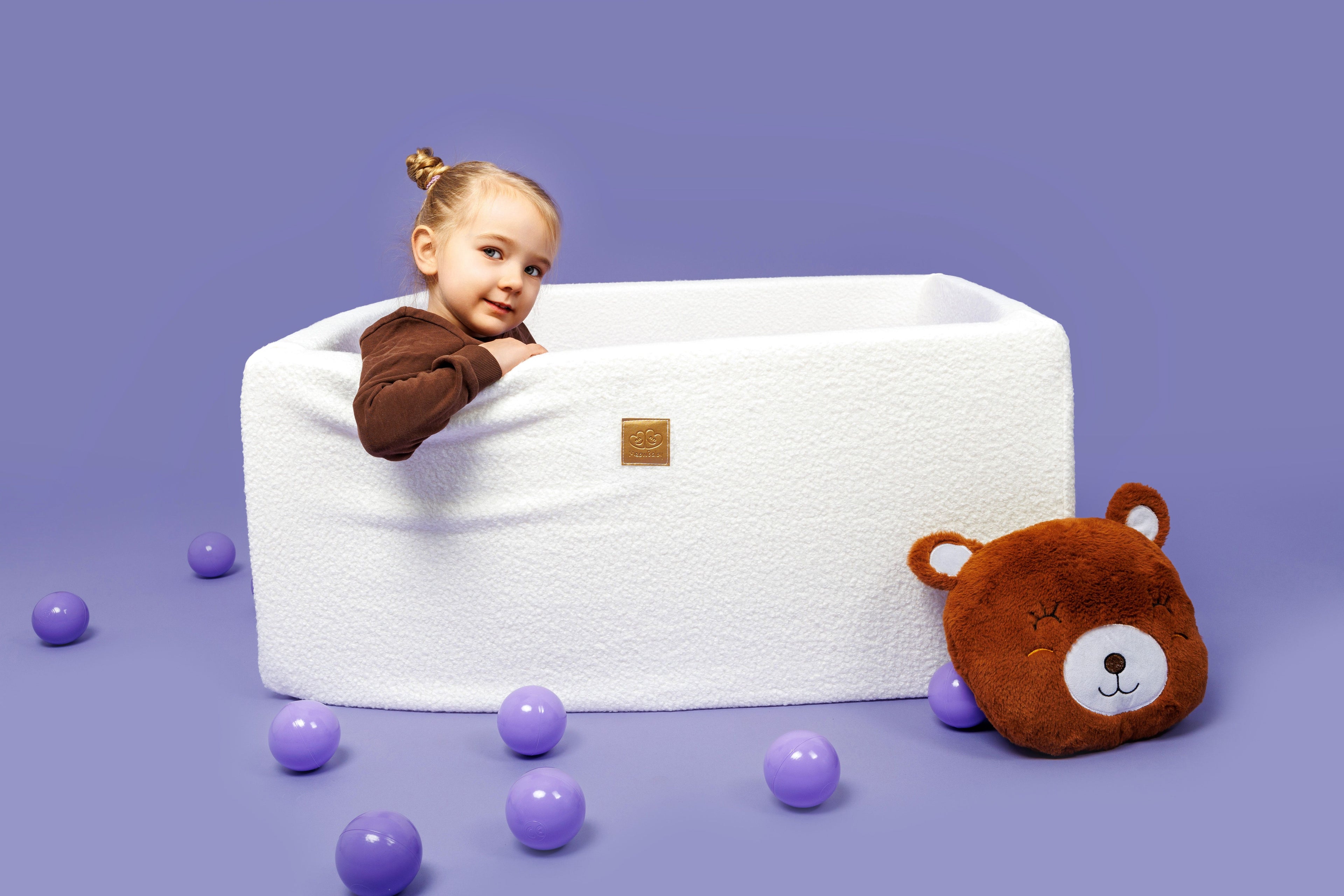 Piscina con palline quadrate Boucle bianca MeowBaby® 90x90x40 cm - 300 palline